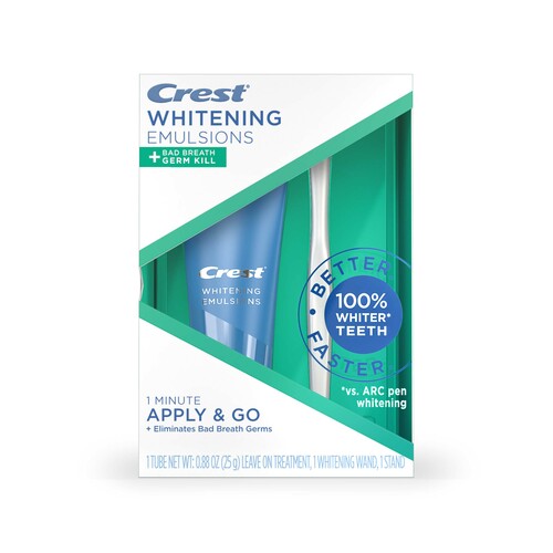 Crest Whitening Emulsions + Bad Breath Germ Kill || Leave-on Teeth Whitening with Wand Applicator